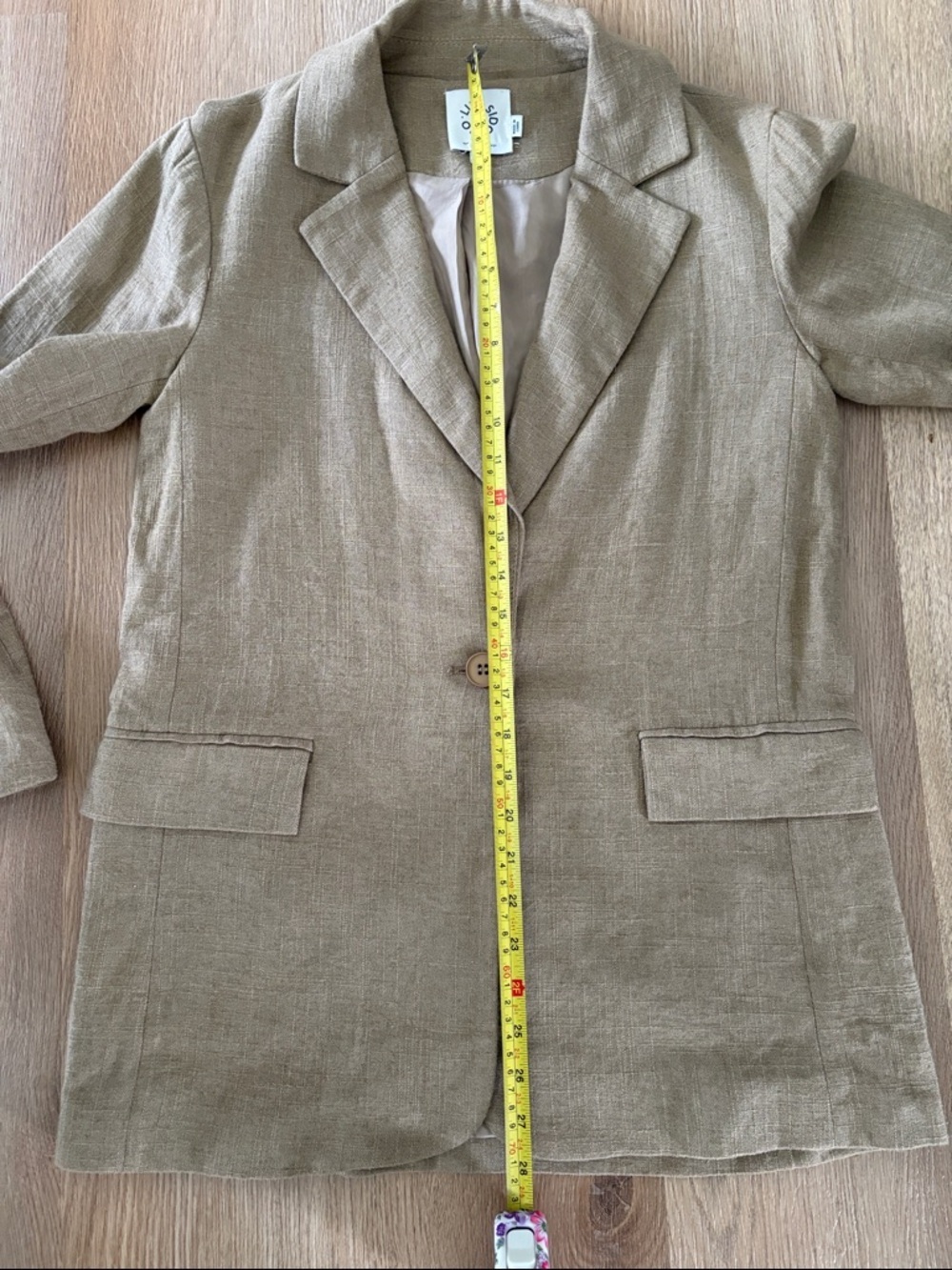 Women's Tan linen Blazer and Pants Set - Picture 6 of 8